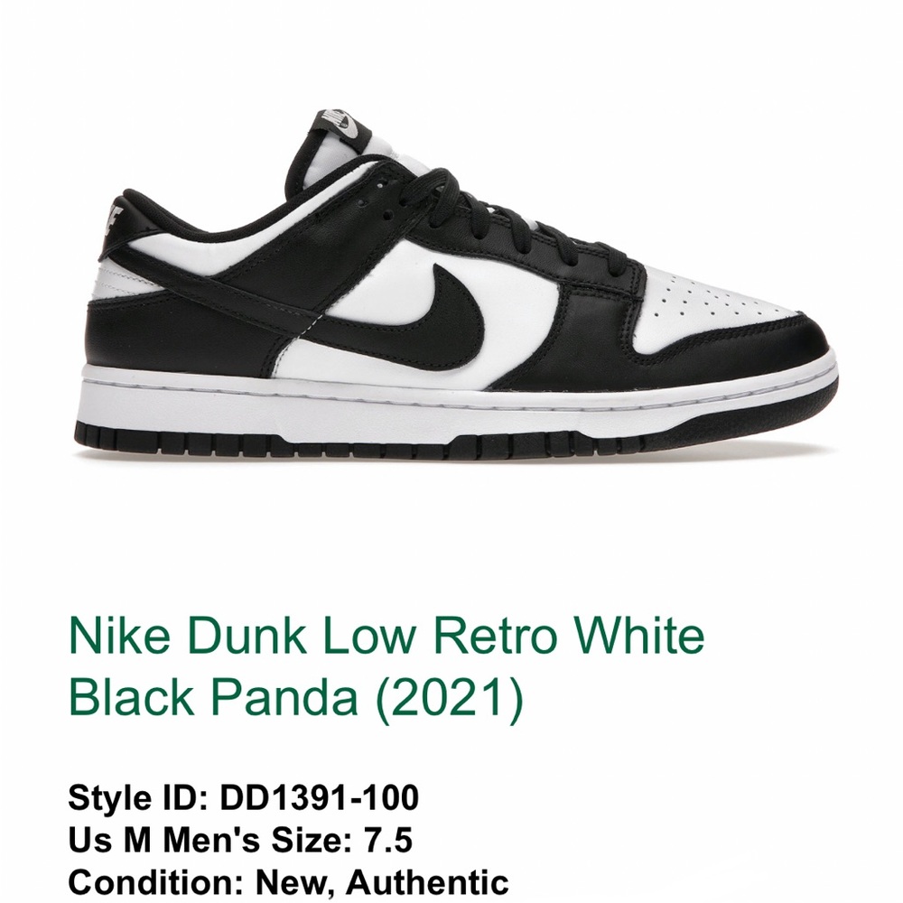 NikeDunk Low Retro white black panda 7.5 men’s
